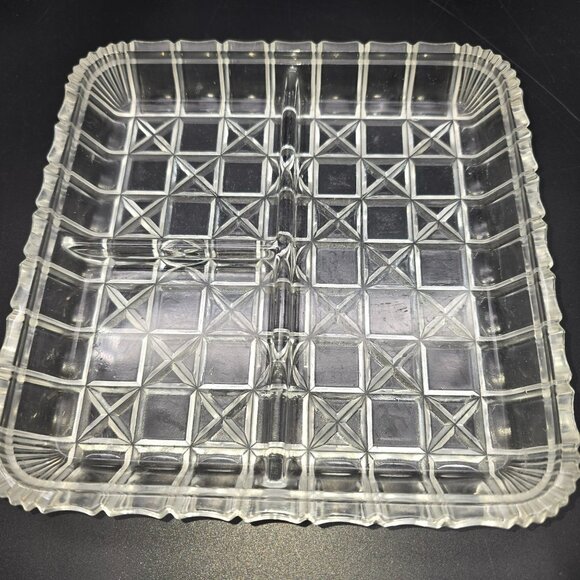 Vintage Indiana Glass 3-Part Relish Dish Divided Serving Tray JJ3970 - Picture 1 of 5